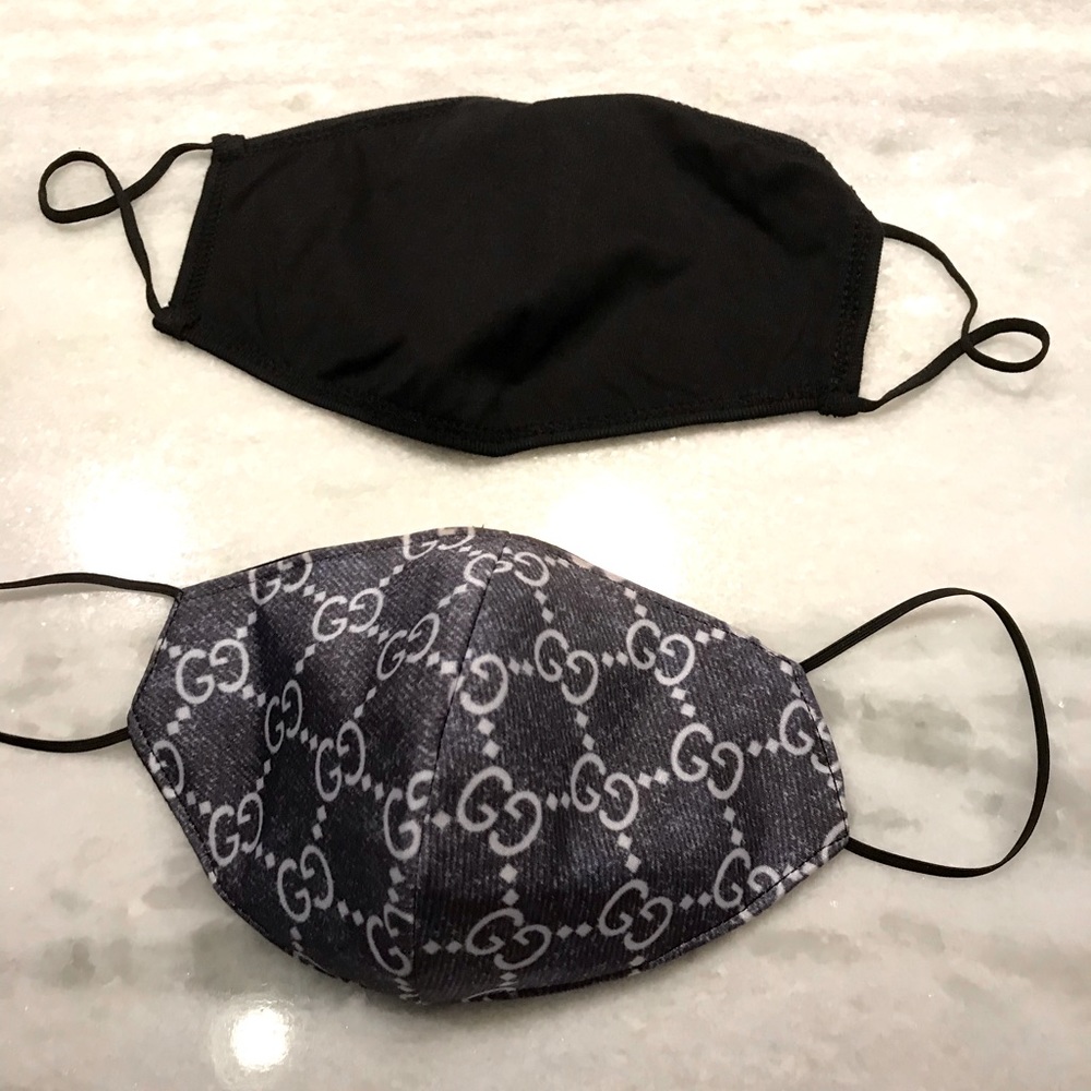 Gucci designer Covid Mask. Charcoal grey white NEW